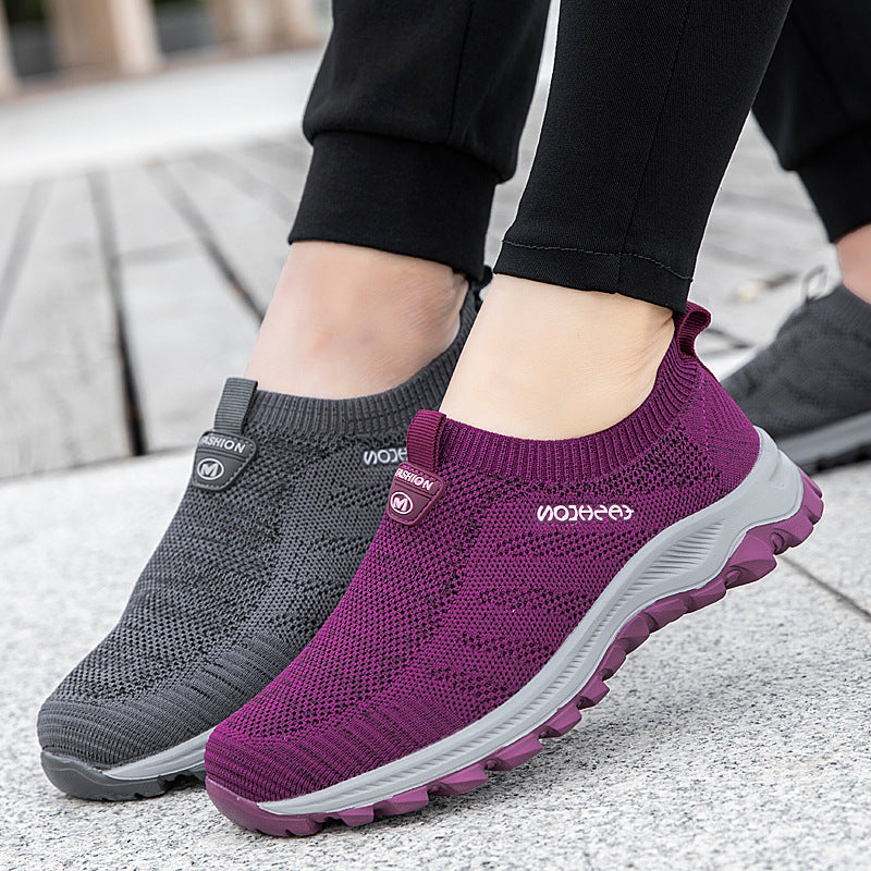 Damen Atmungsaktive Slip-On Freizeitschuhe mit elastischem Obermaterial Shopnory