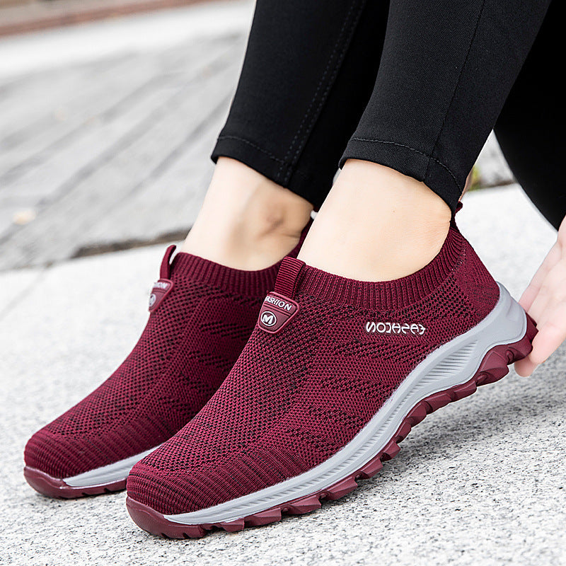 Damen Atmungsaktive Slip-On Freizeitschuhe mit elastischem Obermaterial Shopnory