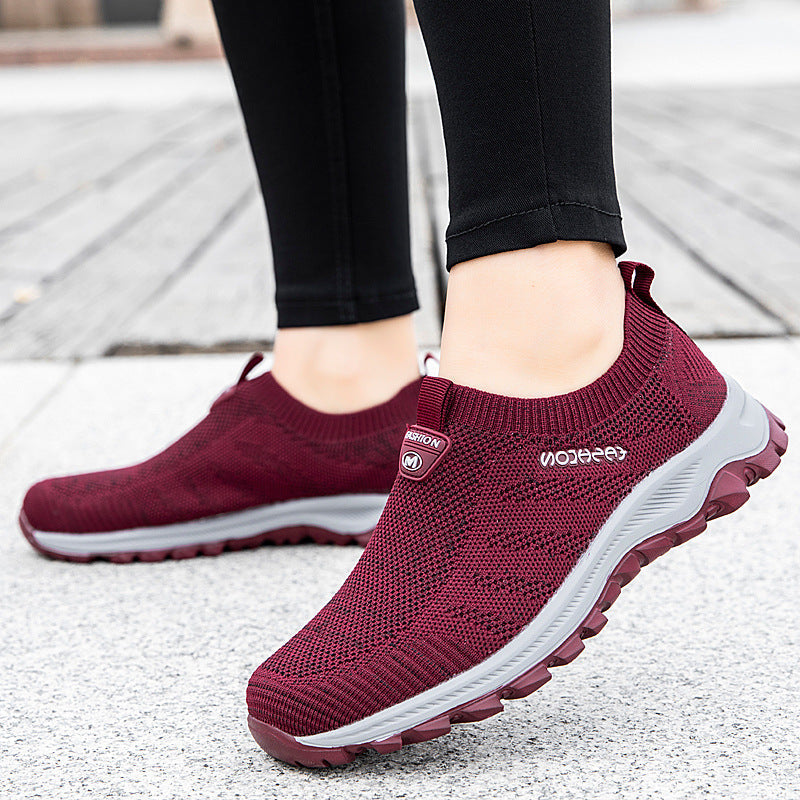 Damen Atmungsaktive Slip-On Freizeitschuhe mit elastischem Obermaterial Shopnory