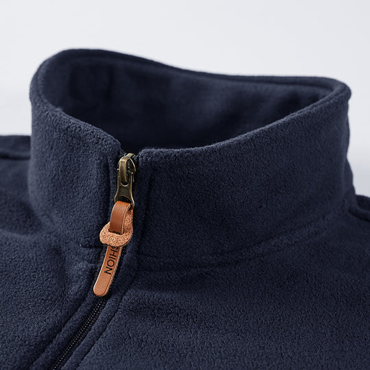 Herren Fleece-Utility-Weste mit durchgehendem Reißverschluss, Stehkragen und Reißverschlusstaschen Shop Nory