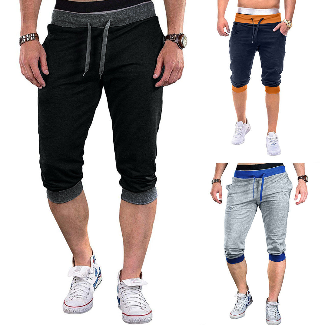 Herren Sportliche Capri-Hose mit elastischem Bund und modischen Kontrastakzenten