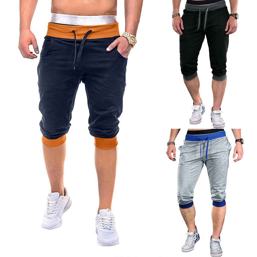 Herren Sportliche Capri-Hose mit elastischem Bund und modischen Kontrastakzenten