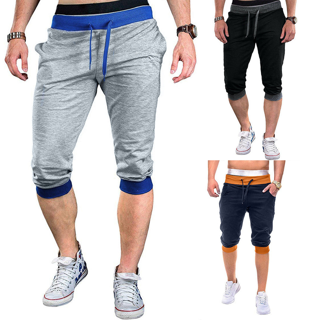 Herren Sportliche Capri-Hose mit elastischem Bund und modischen Kontrastakzenten