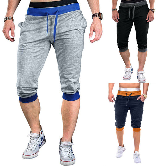 Herren Sportliche Capri-Hose mit elastischem Bund und modischen Kontrastakzenten