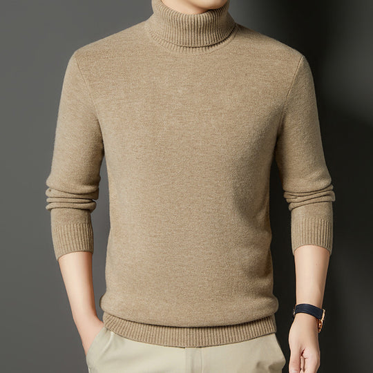 Herren-Rollkragenpullover mit Wollanteil, dick