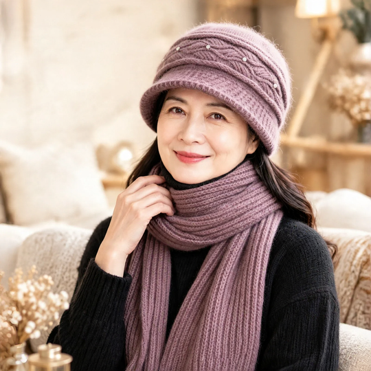 Strickmütze und Schal Set für Damen