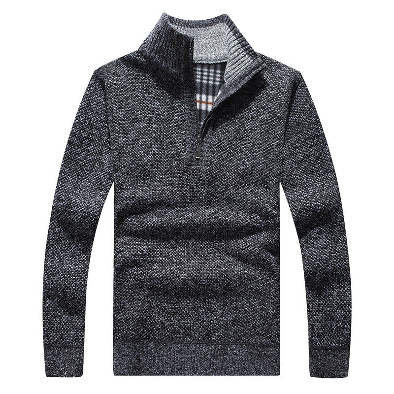 Dicker Herren-Strickpullover mit Reißverschluss und Futter
