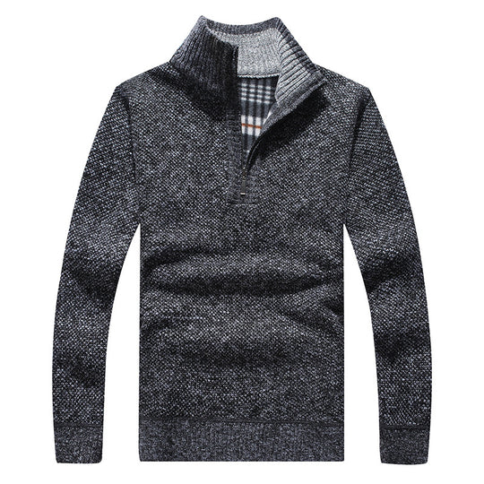 Dicker Herren-Strickpullover mit Reißverschluss und Futter