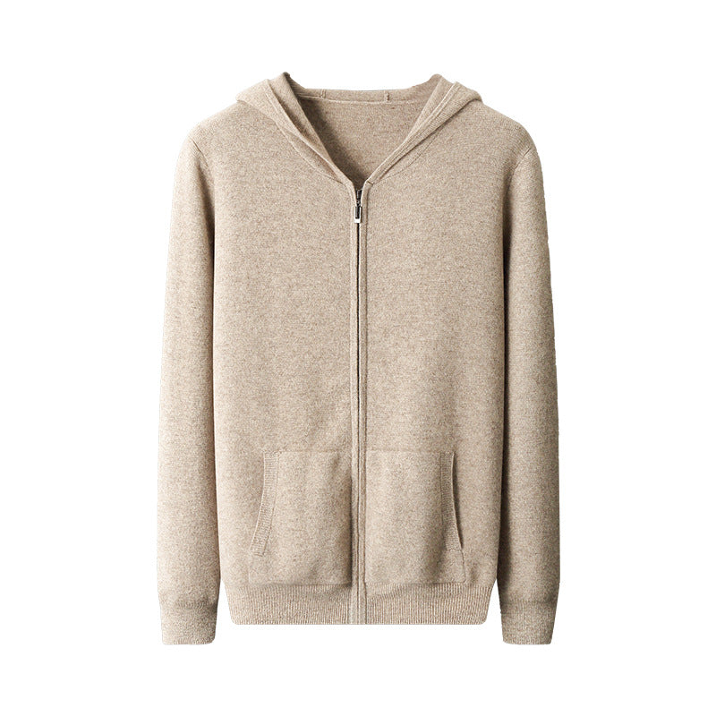 Herren-Strickjacke mit Kapuze und Reißverschluss
