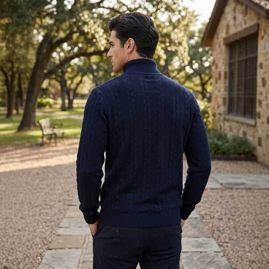 Herren-Strickpullover, Rollkragen, atmungsaktiv, sportlich