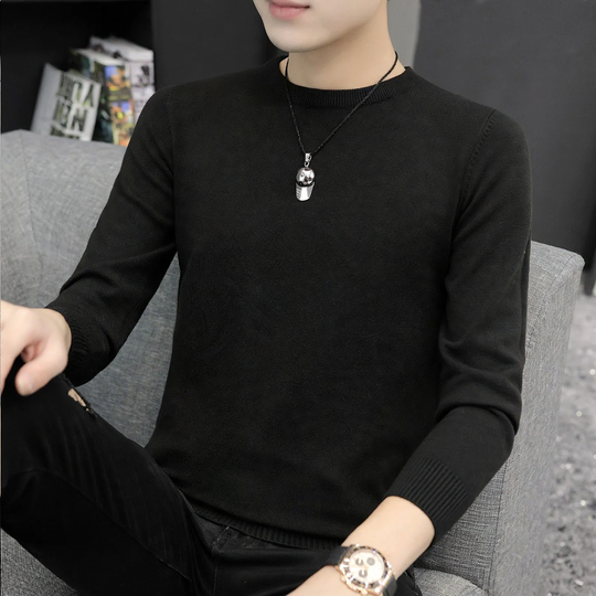 Herren-Strickpullover mit halbem Kragen, wärmeisolierend
