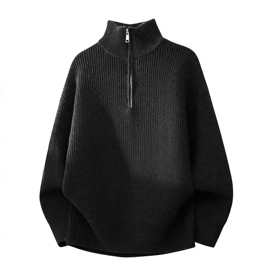 Herren-Strickpullover mit halbem Reißverschluss