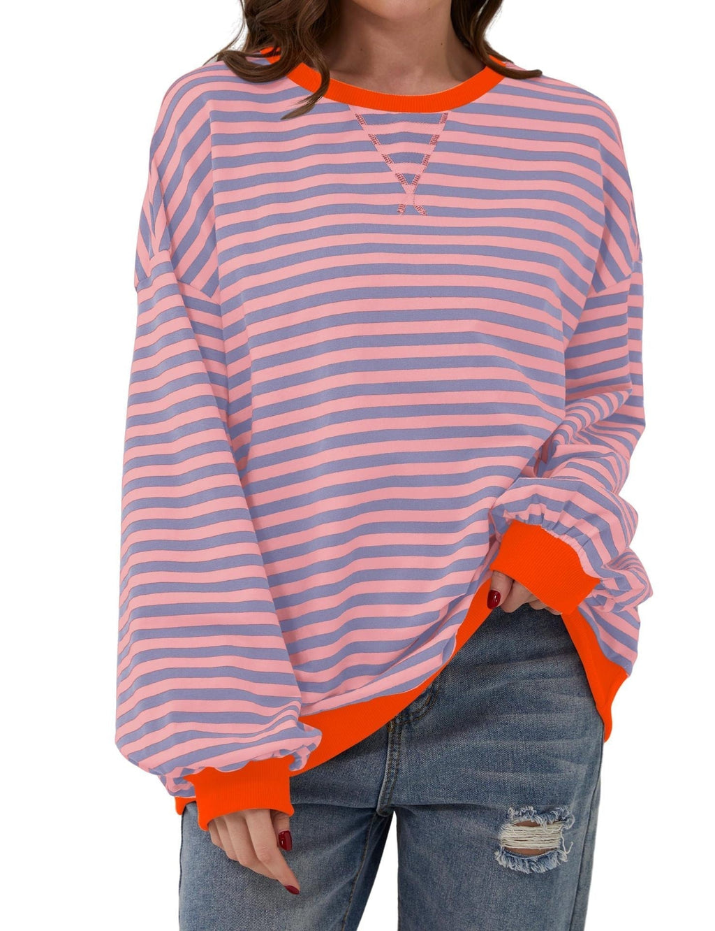 Eleganter, lockerer Damenpullover mit Streifen