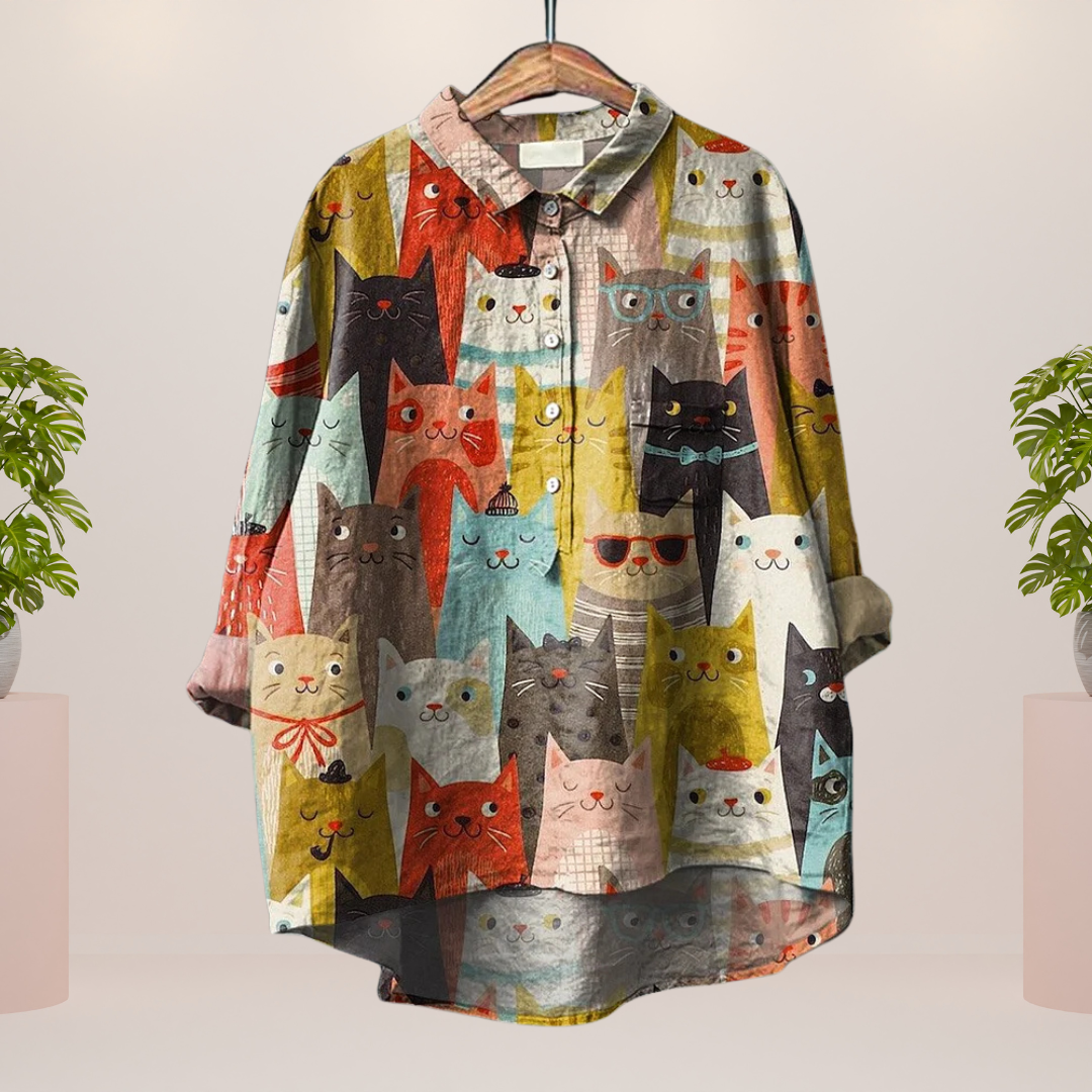 ShopNory | Exklusives Damenhemd mit Kunstdruck
