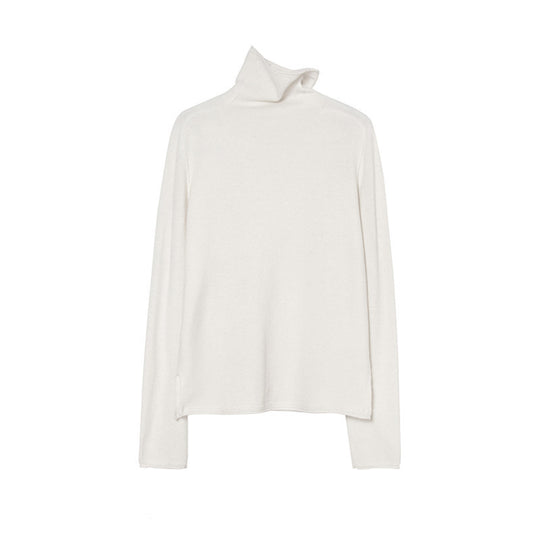 Damen-Wollpullover, Stehkragen, lockere Passform mit Schlitz
