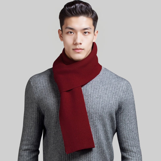 Herren-Strickschal aus Wolle, kariert, 180 cm