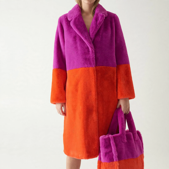 Damen-Mantel aus Kunstfell, warm, mittellang