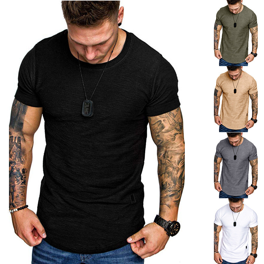 Herren Rundhals T-Shirt aus hochwertiger Baumwolle mit strukturierter Oberfläche Shopnory