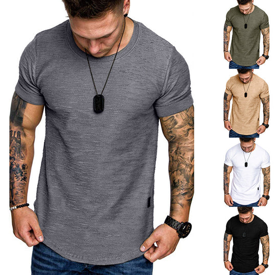 Herren Rundhals T-Shirt aus hochwertiger Baumwolle mit strukturierter Oberfläche Shopnory