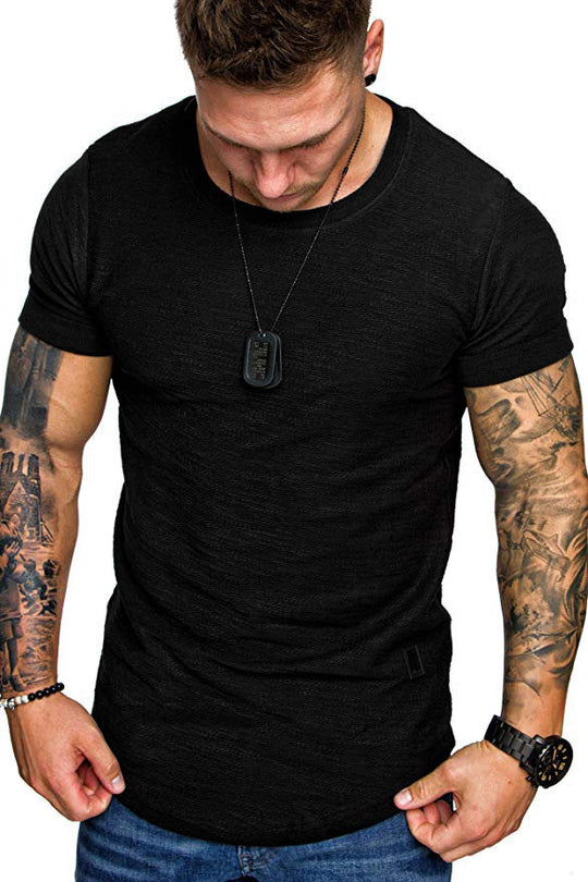 Herren Rundhals T-Shirt aus hochwertiger Baumwolle mit strukturierter Oberfläche Shopnory