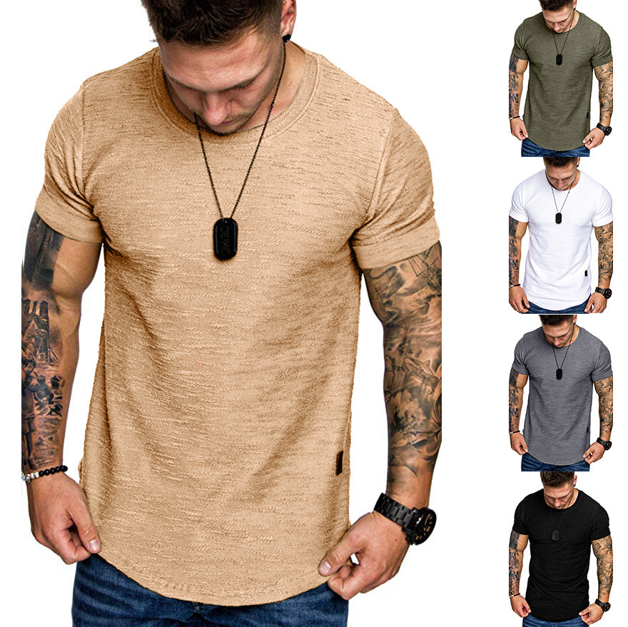 Herren Rundhals T-Shirt aus hochwertiger Baumwolle mit strukturierter Oberfläche Shopnory