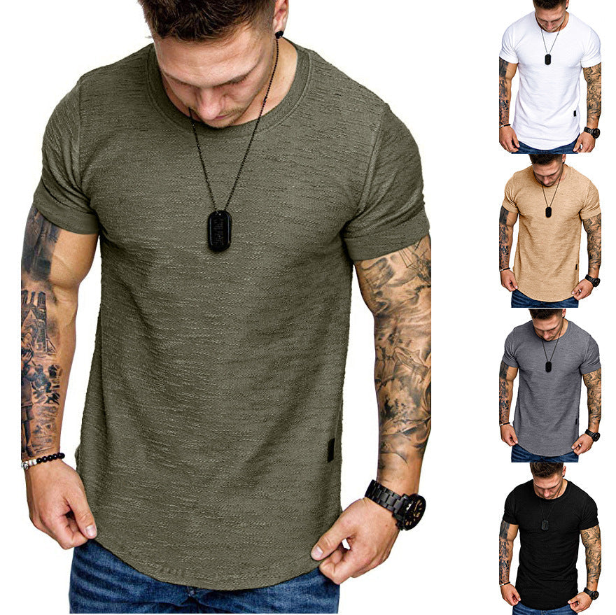Herren Rundhals T-Shirt aus hochwertiger Baumwolle mit strukturierter Oberfläche Shopnory