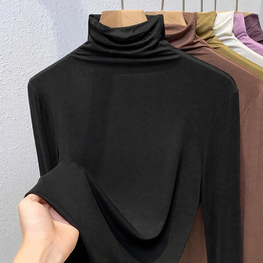 Damen-Langarmshirt mit Stehkragen und Rippstruktur