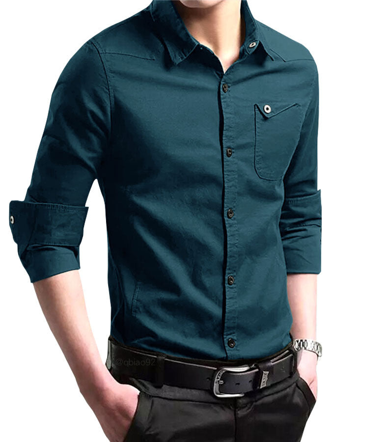 Herren Slim-Fit Business-Hemd mit Kentkragen und aufgesetzter Brusttasche Shop Nory