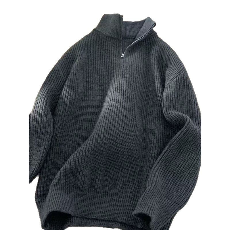 Herren-Strickpullover mit Reißverschluss und Rippstruktur