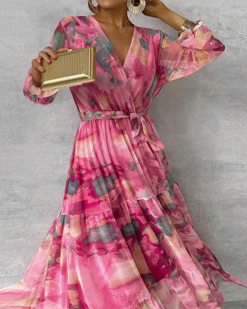 Elegantes Kleid mit Print und Plissiertem Rock