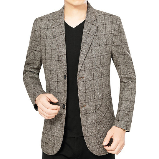 Herren Elegantes kariertes Einreihiges Sakko mit tailliertem Schnitt Shop Nory