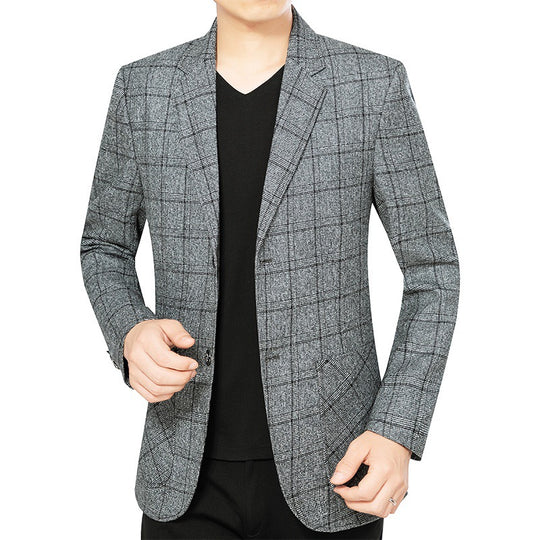 Herren Elegantes kariertes Einreihiges Sakko mit tailliertem Schnitt Shop Nory