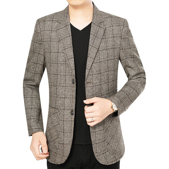Herren Elegantes kariertes Einreihiges Sakko mit tailliertem Schnitt Shop Nory