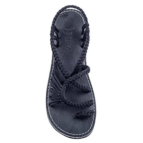 Damen Riemchen-Sandalen mit kunstvollem Flecht-Design und rutschfester Sohle Shopnory