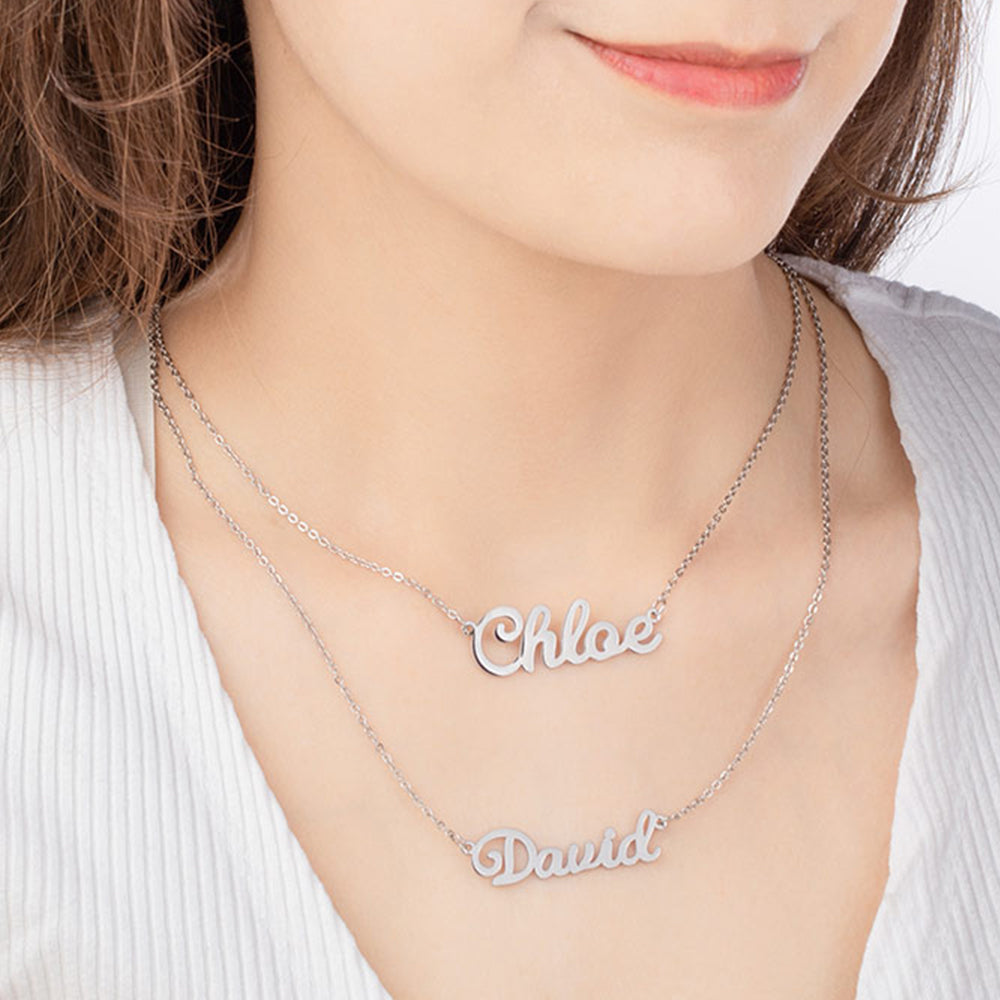 Schöne Edelstahl Doppel-Schicht Personalisierte Namenskette | Shop Nory