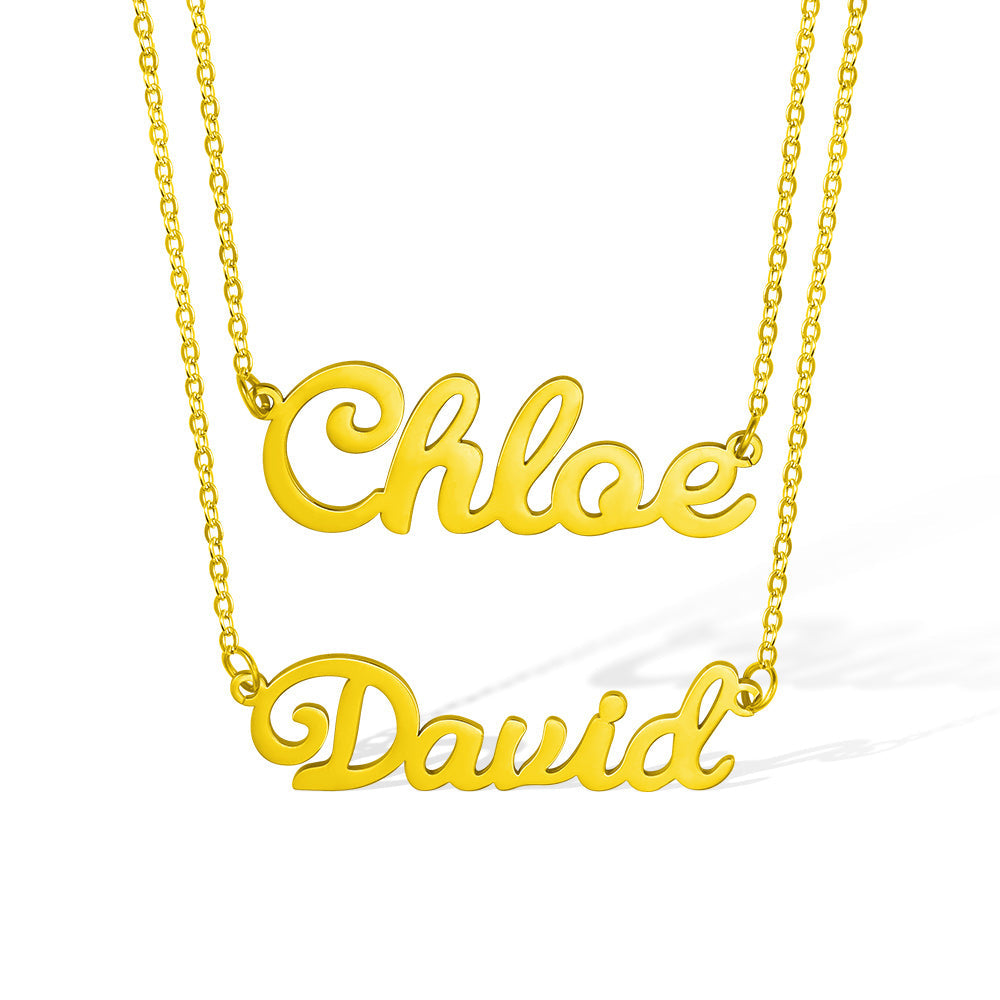 Schöne Edelstahl Doppel-Schicht Personalisierte Namenskette | Shop Nory
