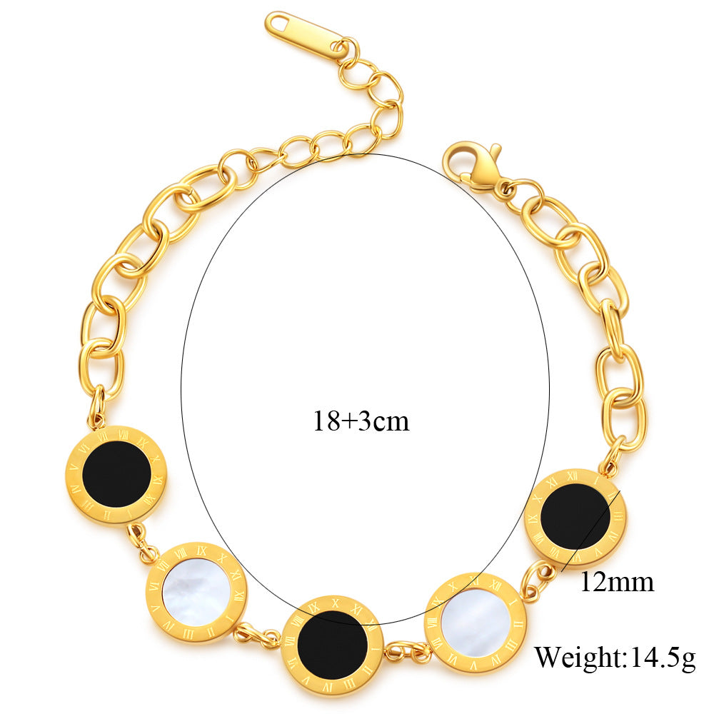 Damen Armband mit eleganten Plättchen und luxuriösem Kettenverschluss Shop Nory