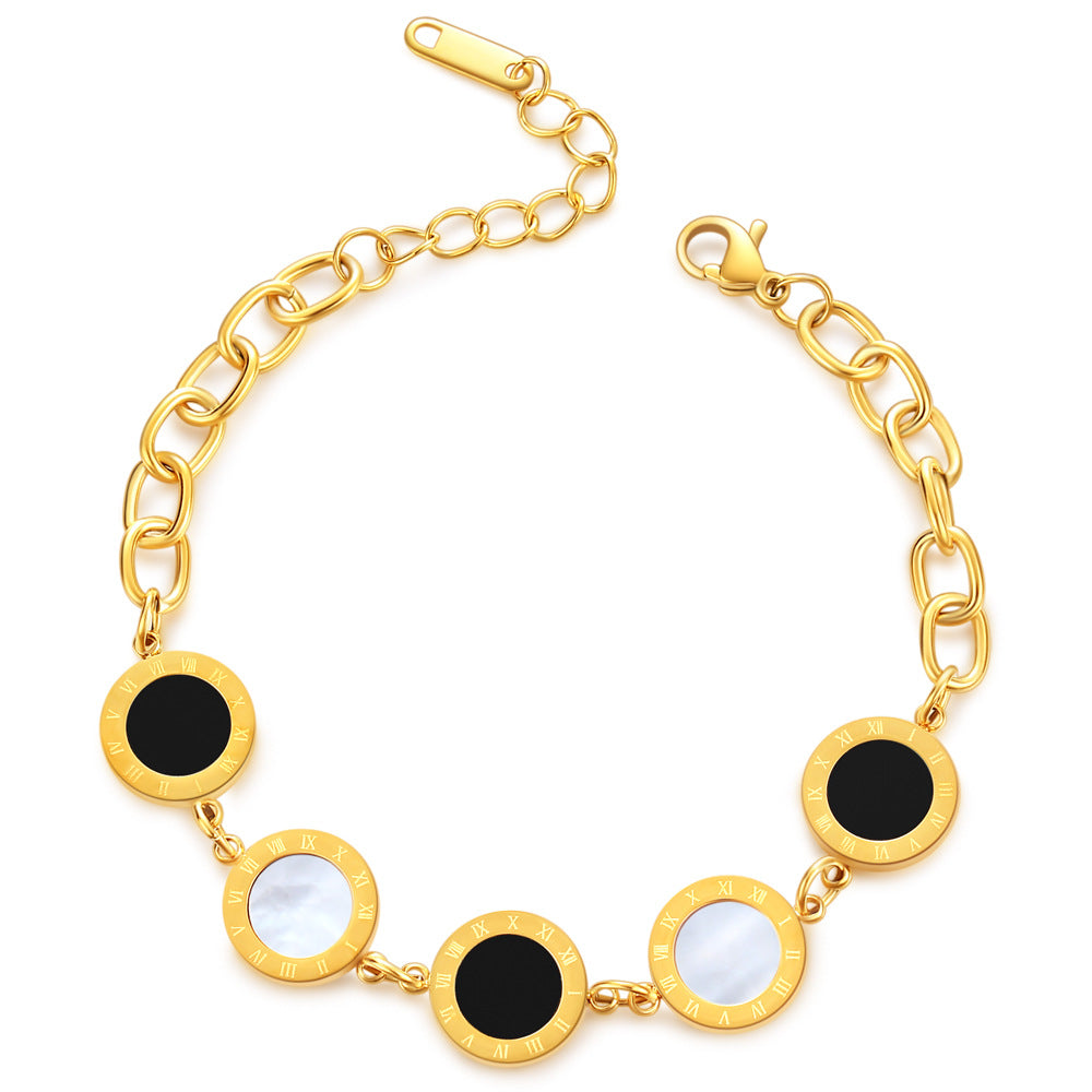 Damen Armband mit eleganten Plättchen und luxuriösem Kettenverschluss Shop Nory