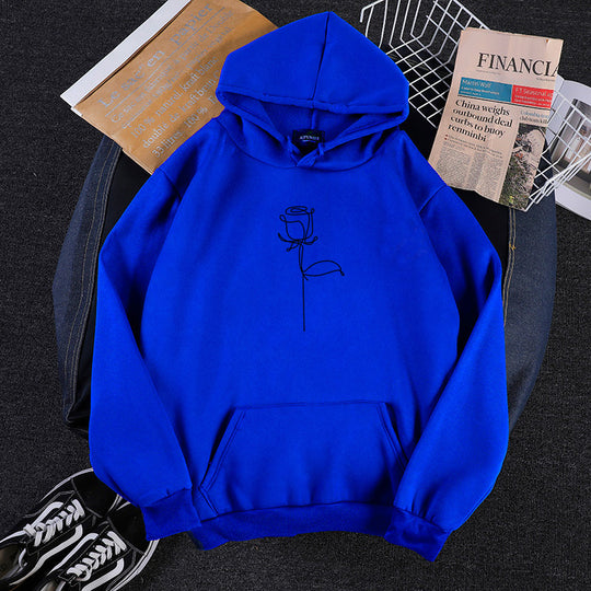 Unisex nan Kapuzenpullover mit minimalistischer Rosenlinien-Illustration, Kängurutasche und angerautem Innenfutter Shop Nory