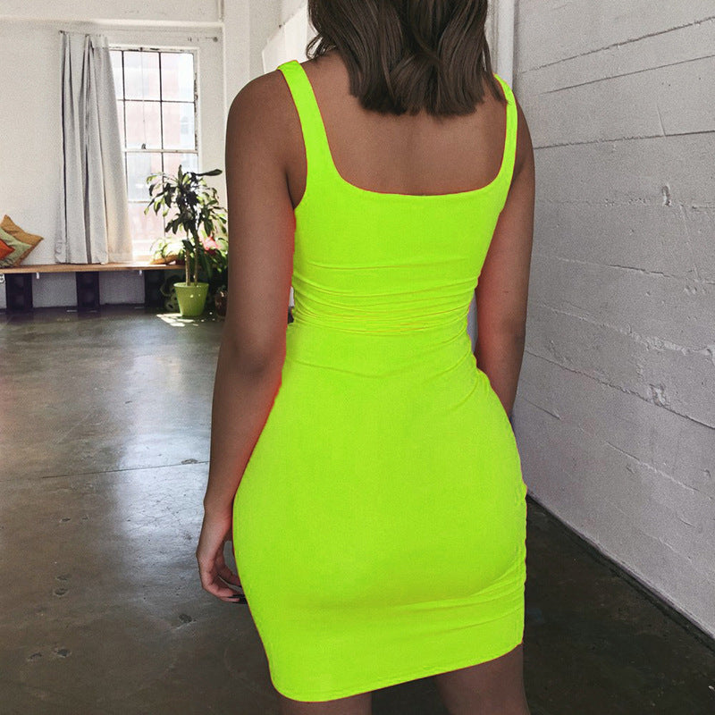 Damen Figurbetontes Minikleid mit quadratischem Ausschnitt