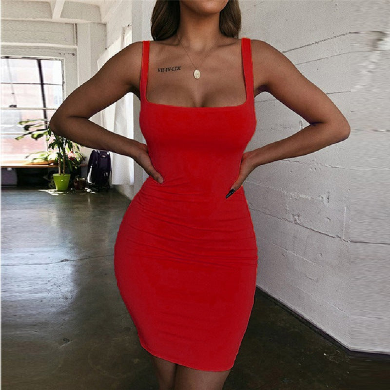 Damen Figurbetontes Minikleid mit quadratischem Ausschnitt