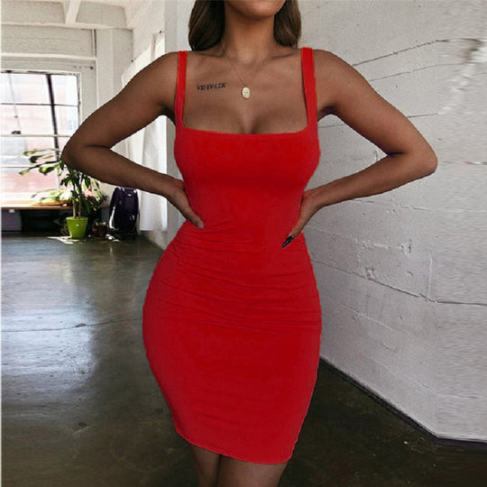 Damen Figurbetontes Minikleid mit quadratischem Ausschnitt