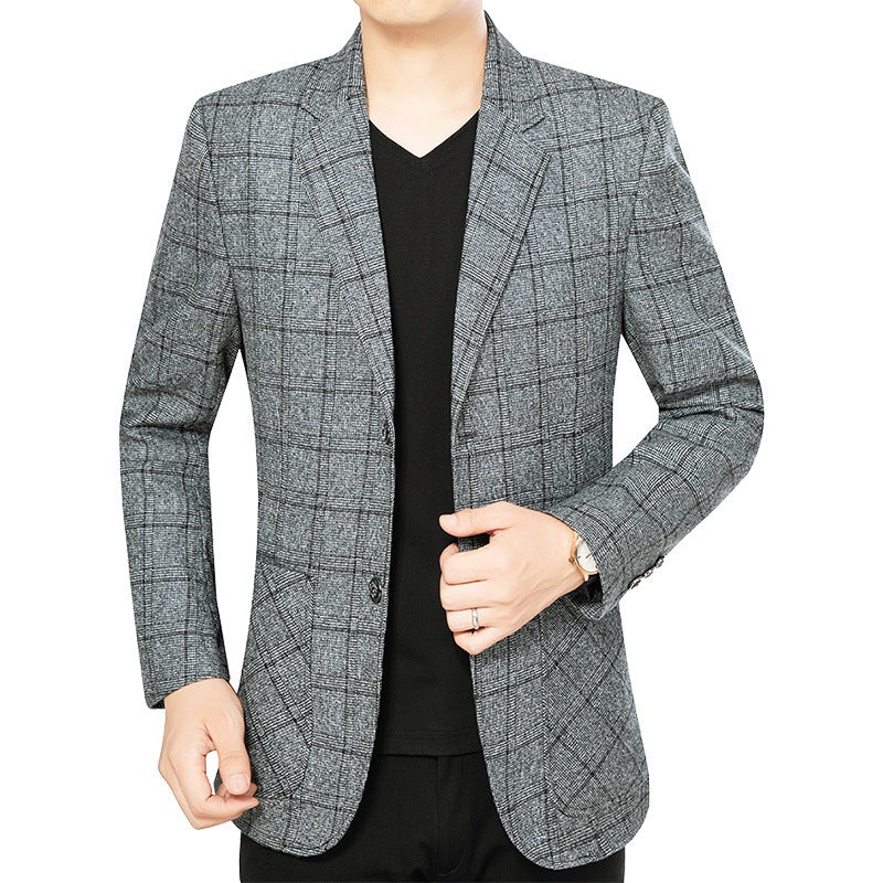 Herren Elegantes kariertes Einreihiges Sakko mit tailliertem Schnitt Shop Nory