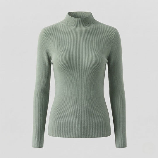 Damen Eleganter Slim-Fit Rollkragenpullover aus flauschigem Angora-Mix mit feiner Rippstruktur Shop Nory