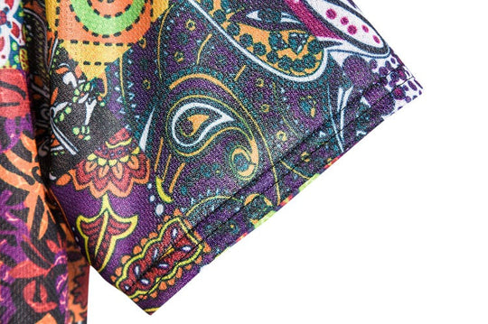 Herren Kurzarmhemd mit buntem Patchwork-Design und lässiger Passform