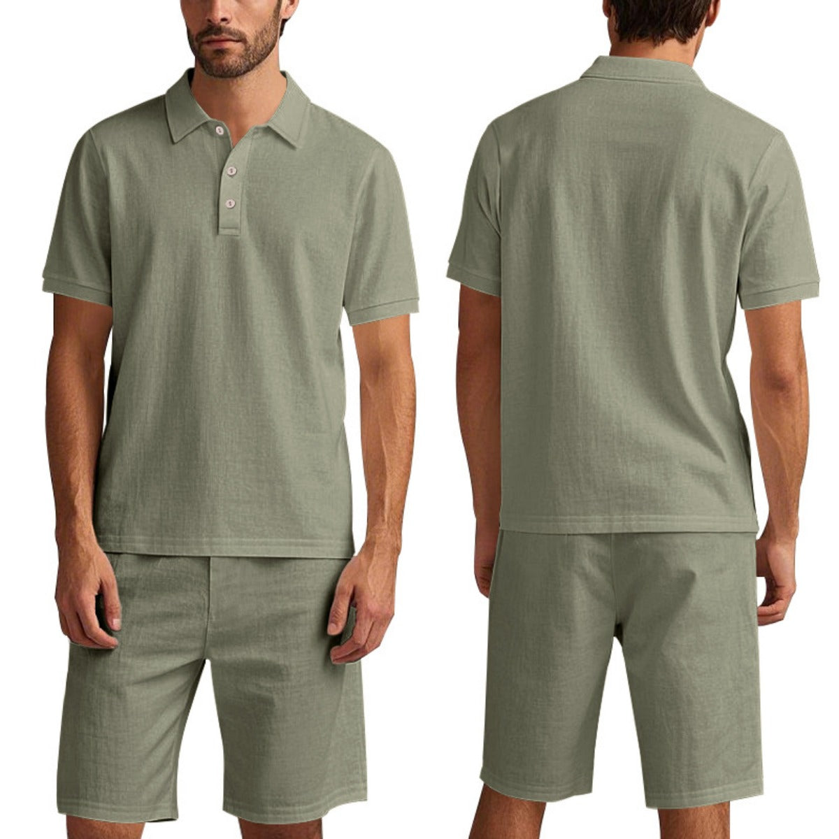Kurzärmliges Poloshirt und Shorts Strandanzug
