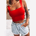 Damen Figurbetontes Crop-Top mit breiten Trägern