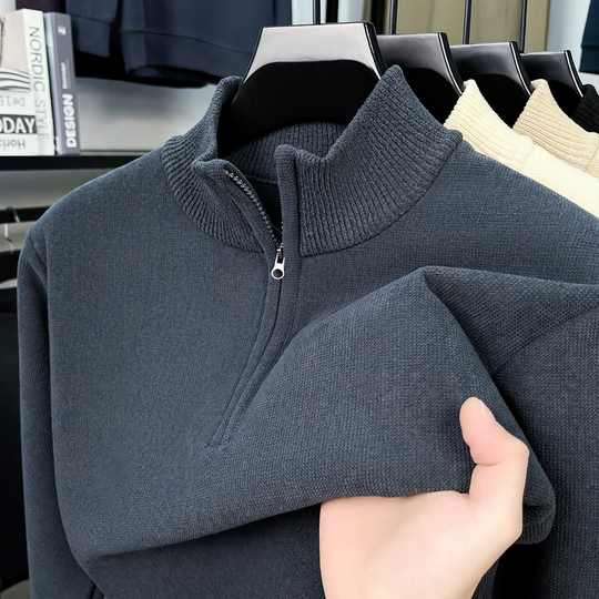 Warmer Herren-Strickpullover mit Futter und Reißverschluss