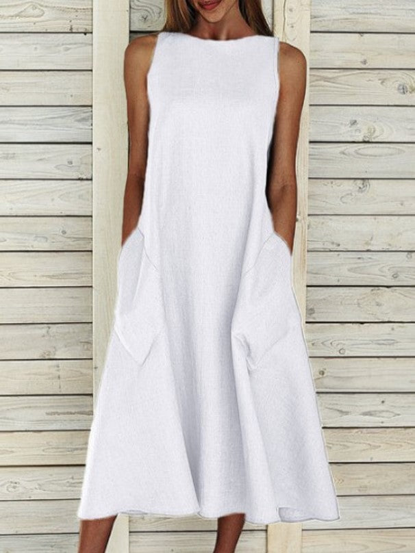 Damen luftiges Maxikleid mit praktischen Seitentaschen
