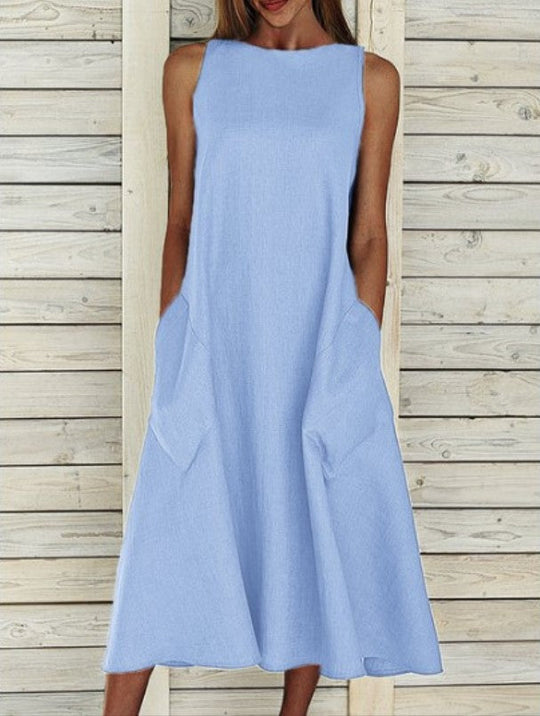 Damen luftiges Maxikleid mit praktischen Seitentaschen